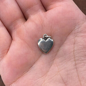 Vintage Sunwest 925 Sterling Silver Plain Blank Puffy Heart Pendant Charm